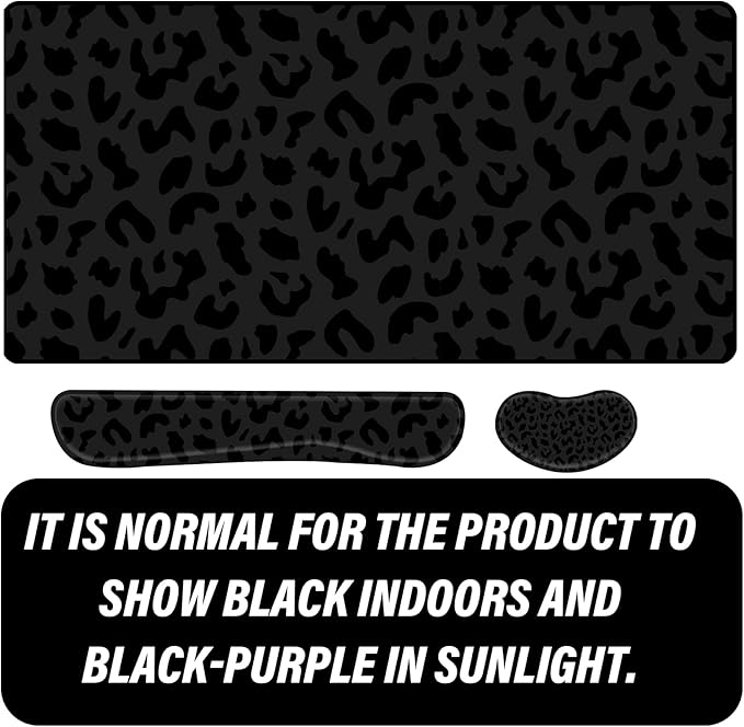 3Pcs Large Gaming Mouse Pad Desk Mat,Keyboard Mouse Wrist Rest Support Set,Extended Laptop Mouse Pad Memory Foam Non-Slip Base for Gamer Home Office(31.5x15.7in)-Black Leopard Cheetah