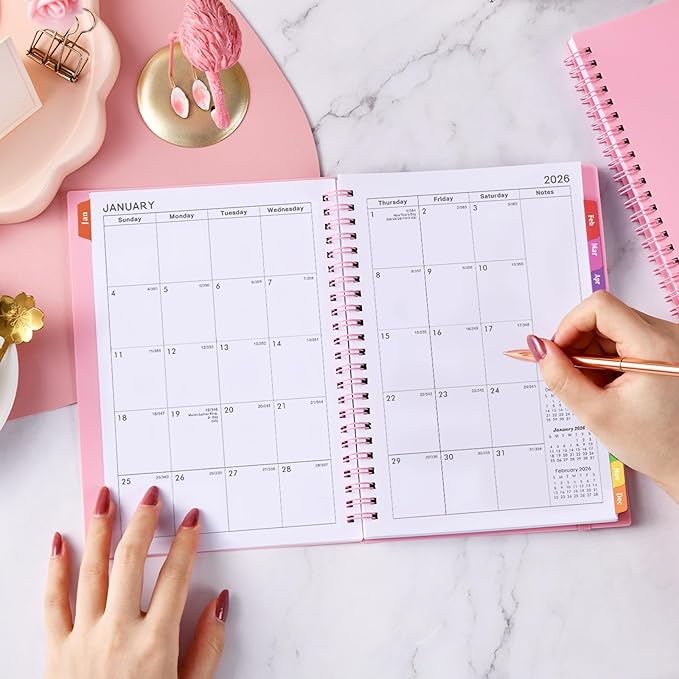 2026 Planner - Planner 2026, 2026 Planner Weekly and Monthly with Tabs, Jan 2026 - Dec 2026, 6.25" × 8.3", Strong Twin-Wire Binding