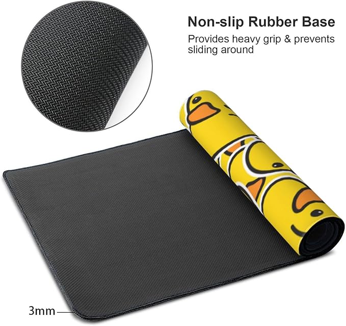 Cute Rubber Ducks Mouse Pads XXL Extended Mousepad with Stitched Edges Yellow Cartoon Ducky Non-Slip Rubber Base Computer Keyboard Pad Desk Mat for Home Office Desk Decor, 35.4" X 15.7"