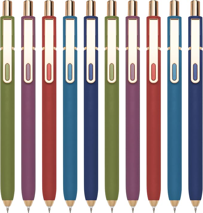 0.5mm Gel Pens Black Ink Gel Retractable Cute Pen for Smooth Writing Office Supplies (Vintage 10-count)