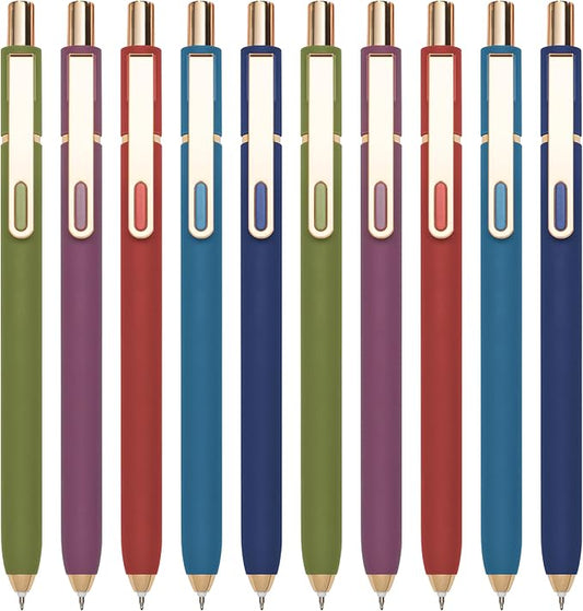 0.5mm Gel Pens Black Ink Gel Retractable Cute Pen for Smooth Writing Office Supplies (Vintage 10-count)
