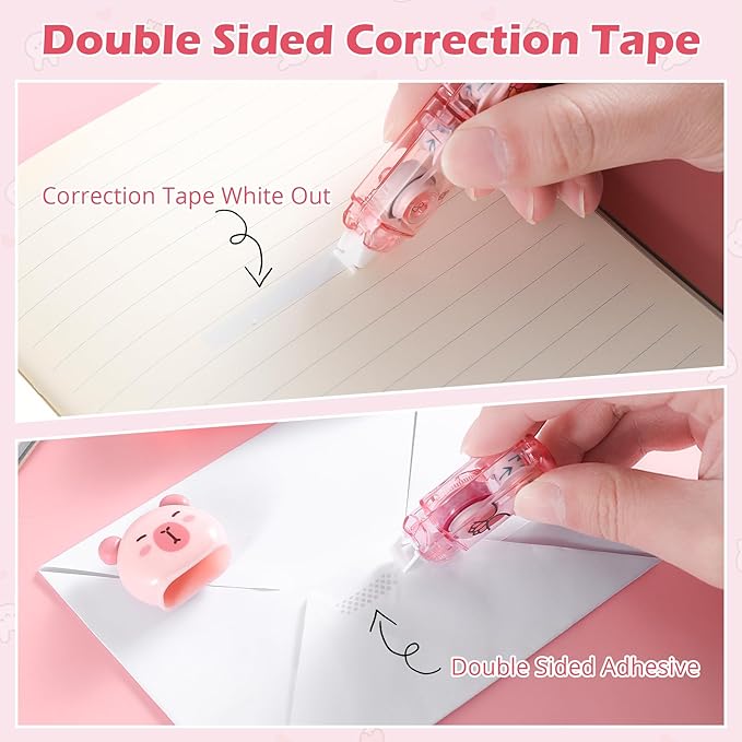 7 Pcs Cute Capybara Stationary Set Kawaii School Supplies Japanese Stationery, Includes Pencil Sharpener, Eraser, Correction Tape, Glue Tape, Sticky Notes, Ruler, for Office School Supplies
