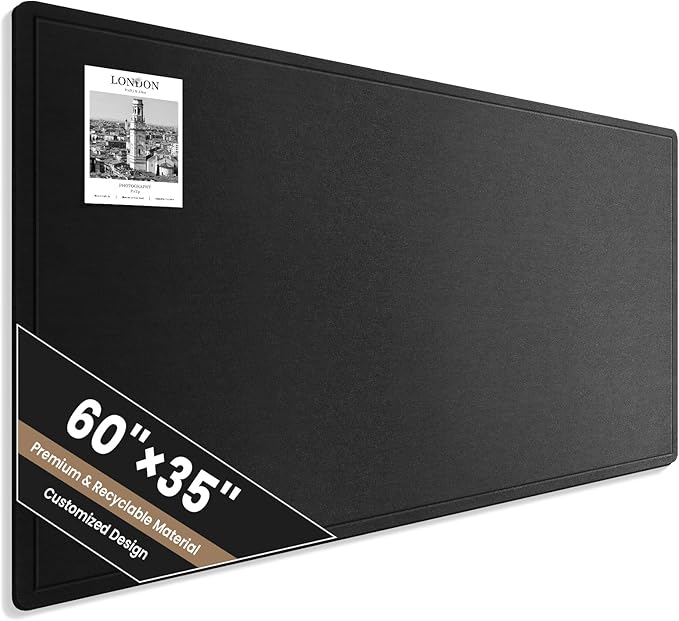 Large Bulletin Board, 60 X 35 Inches Felt Cork Board with 40 Pushpins, Foldable Felt Notice Pin Board Photo Display Board with Self-Adhesive Tape for Office Home School
