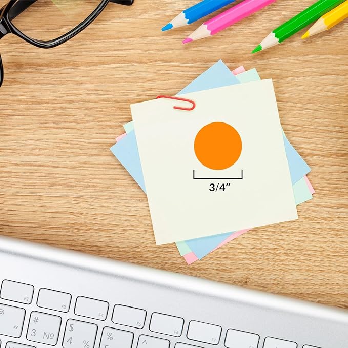 ChromaLabel 0.75 Inch Round Label Removable Color Code Dot Stickers, 1000 Labels per Roll, Orange