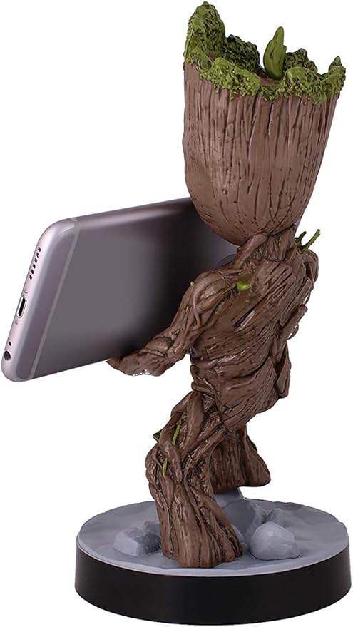 Exquisite Gaming: Guardians of The Galaxy: Toddler Groot - Original Mobile Phone & Gaming Controller Holder, Device Stand, Cable Guys, Marvel Licensed Figure, Black