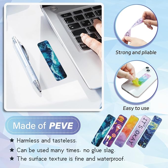 72 Pieces Anxiety Sensory Stickers with Storage Box - Calming Stickers 2 Textured Surface - Fidget Strips for Office & Classroom Desk Adult & Teen Stress (Personality)