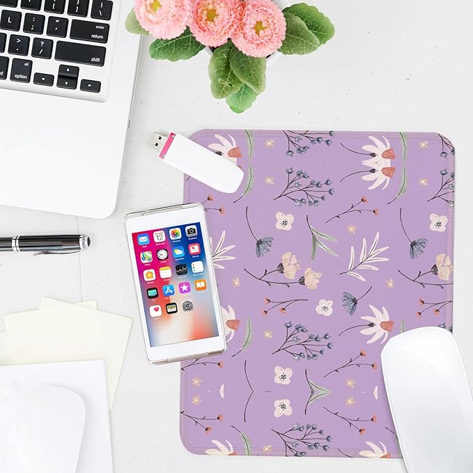 Flower Square Mouse Pad,Non-Slip Rubber Base Mouse Pad,Home Office Decoration Desktop Accessory,Laptop Mouse Pad for Office Laptops,9.4x7.8x0.12inch 10