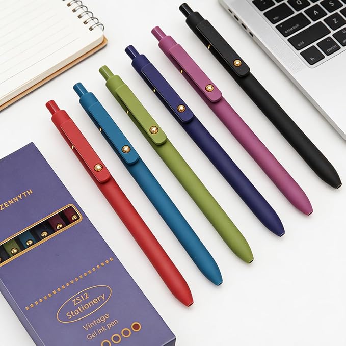 Colorful Gel Pens, 6 Pcs Colored Pens Fine Point Smooth Writing Pen, 0.5mm Multi Colored Ink Pens for Journaling Note Taking Writing, Office School Supplies, Gift Set for Women & Men