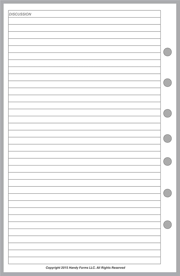Extra Discussion Pages for The Classic Size Meeting Manager, Sized and Punched with 7 Holes for 7-Ring Notebooks Such as Franklin, etc. (5.5" x 8.5")