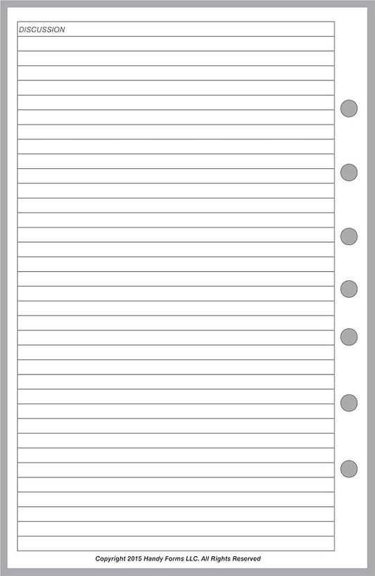 Extra Discussion Pages for The Classic Size Meeting Manager, Sized and Punched with 7 Holes for 7-Ring Notebooks Such as Franklin, etc. (5.5" x 8.5")