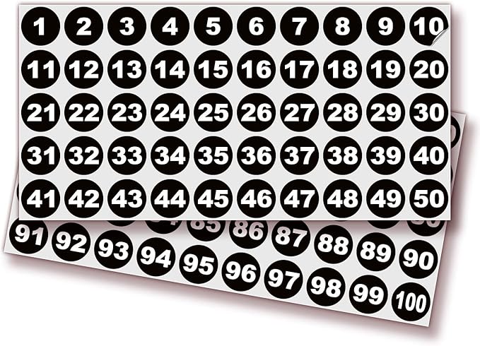 iSYFIX Black Consecutive Number Stickers – 1 to 100, 1-inch, 1 Set – Vinyl Self Adhesive Premium Decal, Ideal for Inventory, Storage, Organizing, Boxes, Bins, Toolbox, Lockers & More, Indoor/Outdoor