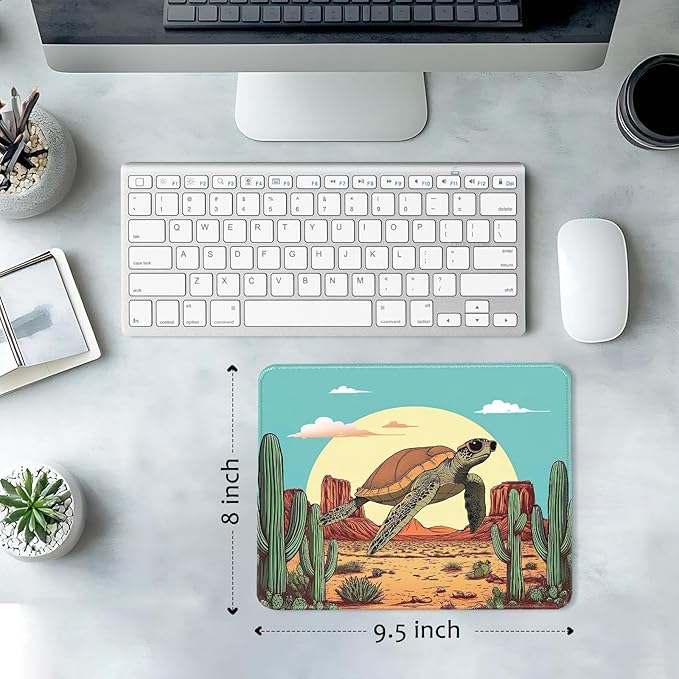 Cute Turtle Desk Pad Mat with Stitched Edges and Non-Slip Rubber Base, Premium-Textured Mouse Pad for Laptop, Computer & PC, Gaming & Working, Waterproof Mousepad