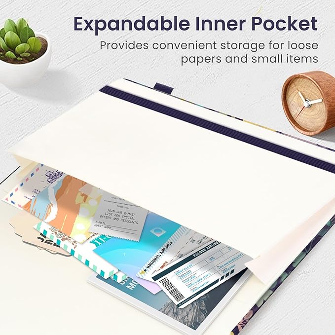 Lined Journal Notebook for Women & Men, Hardcover Leather Journal for writing, A5 College Ruled Notebook for Work & Note Taking, Perfect for Office School Home Supplies, 160 Pages, Lavendar Floral