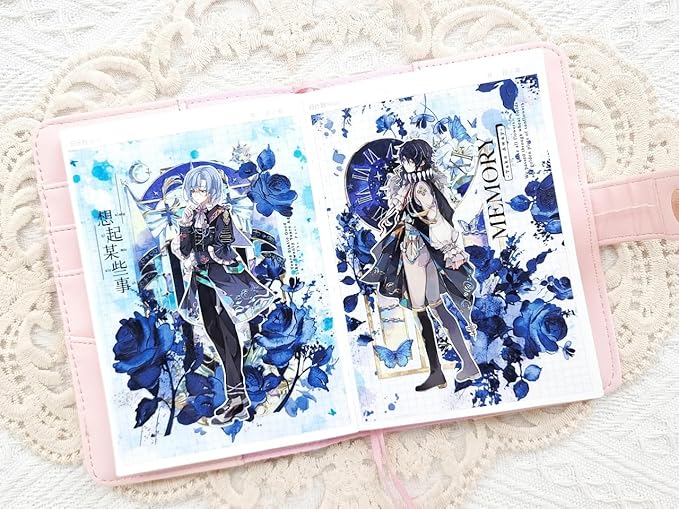 WT Cobalt Blue Wide PET Tape, Single Roll, Original Designs, Floral Decors, Transparent Clear Adhesive, Junk Journal Scrapbook Bujo Planner DIY Craft Supplies Gifts, Watercolor Flower