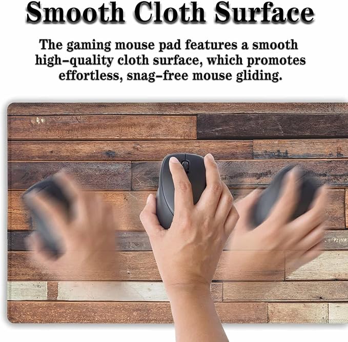 Computer Desk Pad, Gaming Mouse Pad Large Mousepad, The Mousepad Non-Slip Rubber Base Waterproof with Stitched Edges, 35.4 X 15.7 inch for Work/Game/Office/Home Old Wood Plank Background