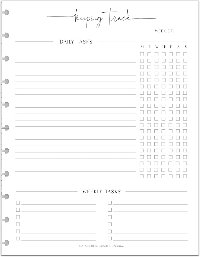 BetterNote Keeping Track Refill Pages for Discbound Notebook, Habit Tracker, Fits Disc TUL, Daily Weekly To Do, Happy Planner, ARC, Levenger Circa, Talia (Modern- 6 months, 11-Disc, 8.5"x11")