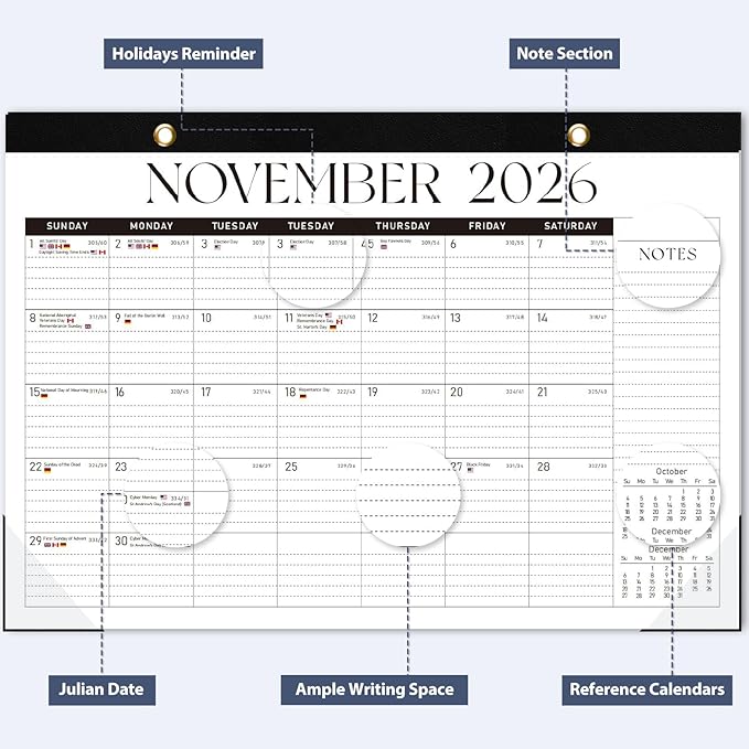 Desk Calendar 2025-2026, Runs Until December 2026 - Large Size 17" x 12" Desktop/Wall Monthly Calendar with To Do List, Personal Desk Calendar Planner for Home, School, Office (Pack of 2)