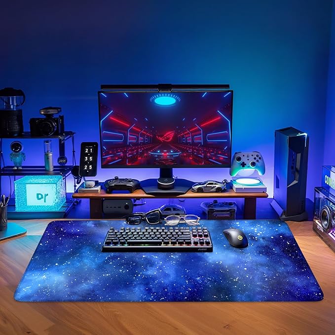 Extended Gaming Mouse Pad Large Desk Mat Anti-Slip Rubber Base & Durable Stitched Edges for Gamers Smooth Mouse Writing Surface for Desk Office/Home (Starry Sky, 35.4x15.7Inch)