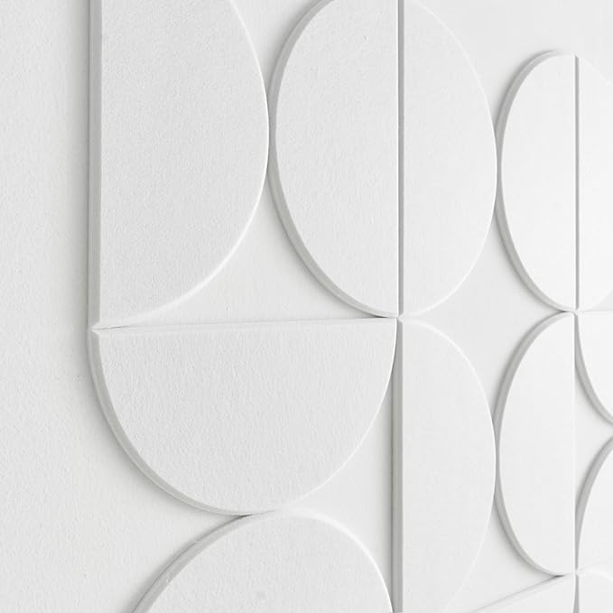 Large Bulletin Board Kit 48x36- Minimalist Wall Art to Replace Your Old Cork Boards for Walls for Office Decor - 24-Pack Semi-Circle Felt Wall Tiles for Home Office Décor (Milky White