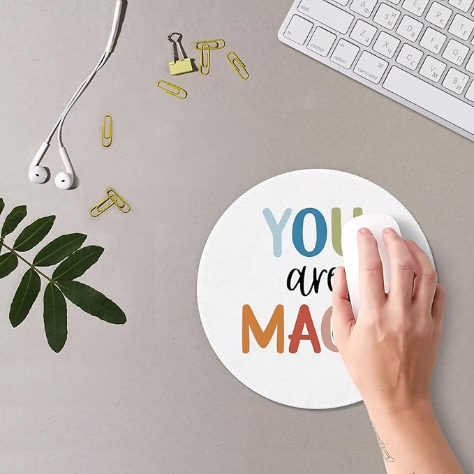 Boho Inspirational You are Magic Mouse Pad,Mouse Pads Mousepad for Desk Home Office Dorm Computers Laptop, Modern Boho Positive Office Supplies Desk Accessories, 7.9x7.9 Inch