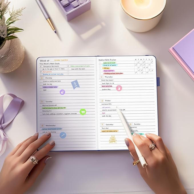 Undated Weekly Planner for 2026, Forvencer Simplified Weekly & Monthly Calendar Planner, Cute Daily Organizer Notebook, Agenda Journal to Track Goals & Tasks, Start Anytime, A5 Size, Pink