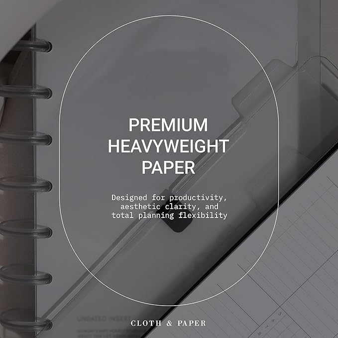Cloth & Paper Weekly Admin Planner Inserts | Half Letter Size 5.5 x 8.5 Inches | 8 Disc Punch | Monday Start | Weekly Agenda Refill with Task Column & Habit Tracker | Fits Cloth & Paper Large Folio