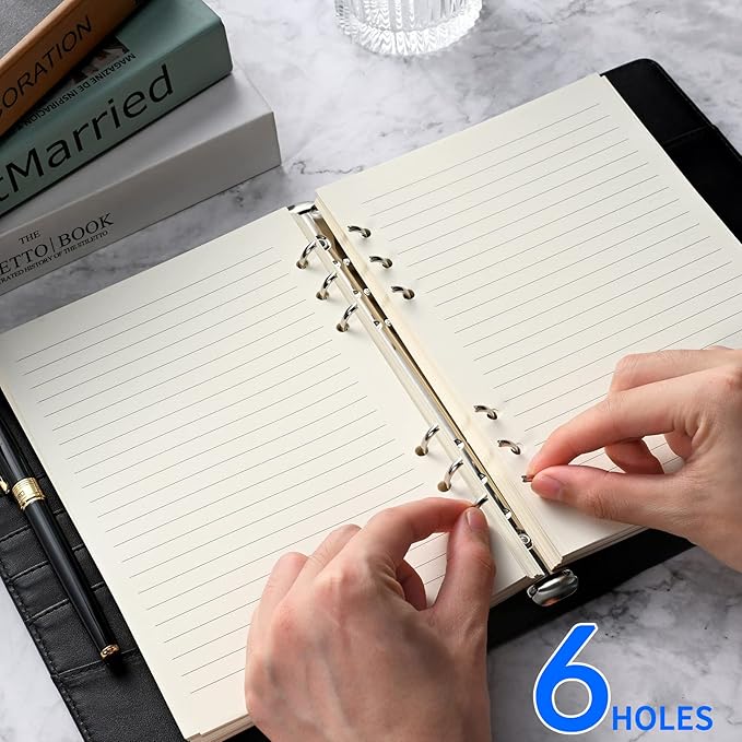 A5 Refillable Paper for 6-Ring Binders, Planner, Traveller Journal, Notebook, Dairy - 8mm Ruled Filler Paper Insert, 80 Sheets 160 Pages, Lined