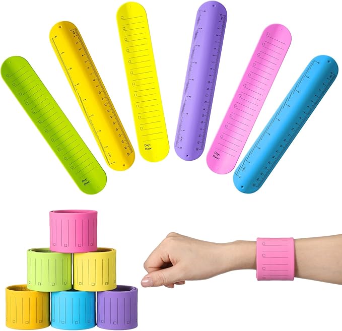 6 Pcs Nurse Silicone Bracelet to Do List Slap Silicone Reminder Bracelet Reusable Wearable Wrist Waterproof for Work Wrist Strap(Bright Color,Regular Style)