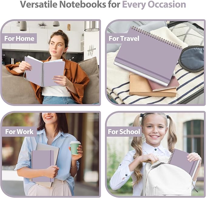 VALOME Journaling Notebooks, A5 Lined Spiral Notebook for Women & Men, 146 Pages College Ruled Hardcover Note Book for Work, Note Taking, Journaling, School, Writing (Purple)