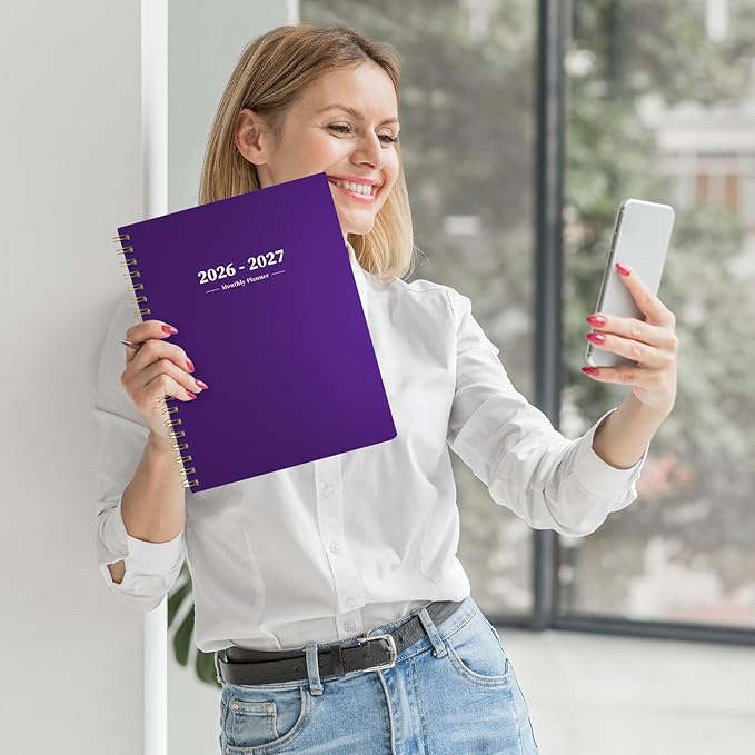 Ymumuda 2026 Planner-2 Year Monthly Planner 2026-2027, JAN.2026 - DEC.2027, 8.5" x 11", 26-27 Monthly Calendar,Large Planner with Spiral Bound, 24 Months Perfect for School Office Schedule - Purple