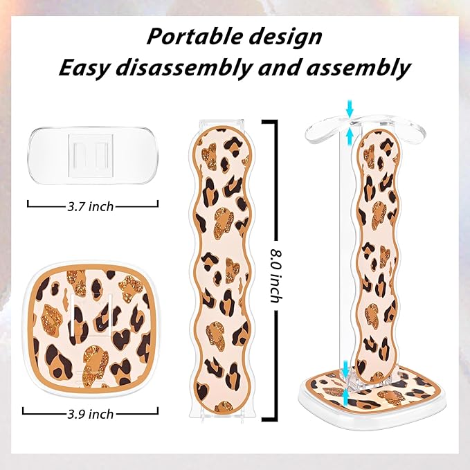 CameCosy Leopard Headphone Stand, Compatible with, Sturdy Acrylic Design, Multifunctional for Headphones & Cell Phone