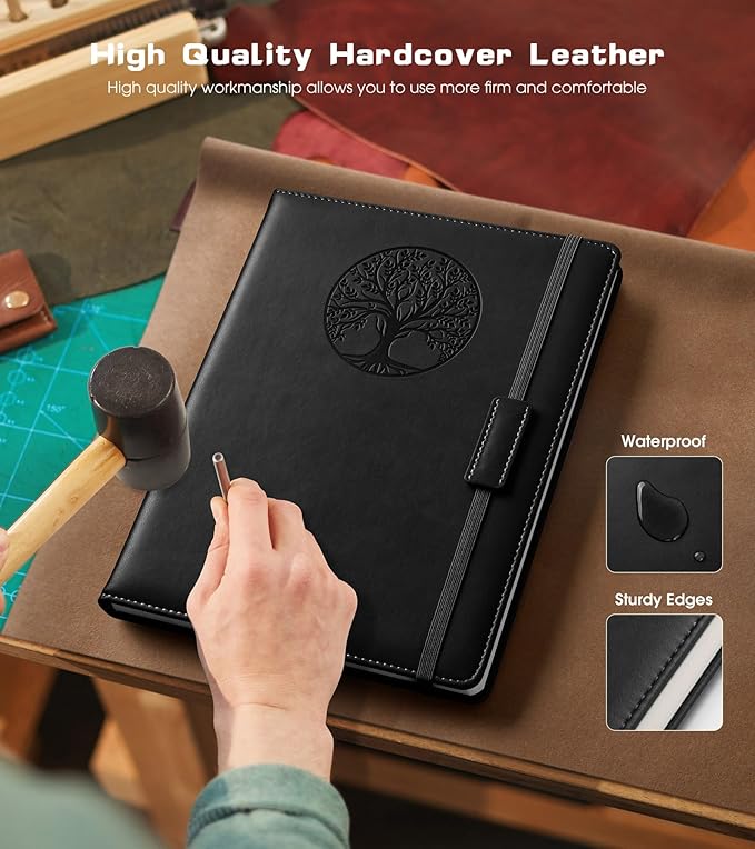 Lined Journal Notebook for Women Men,256 Pages B5 Large Hardcover Leather Journals for Writing,Travel,Business,Work & School,College Ruled Notebooks for Note Taking,Diary Notepad 7.8"×10.2"