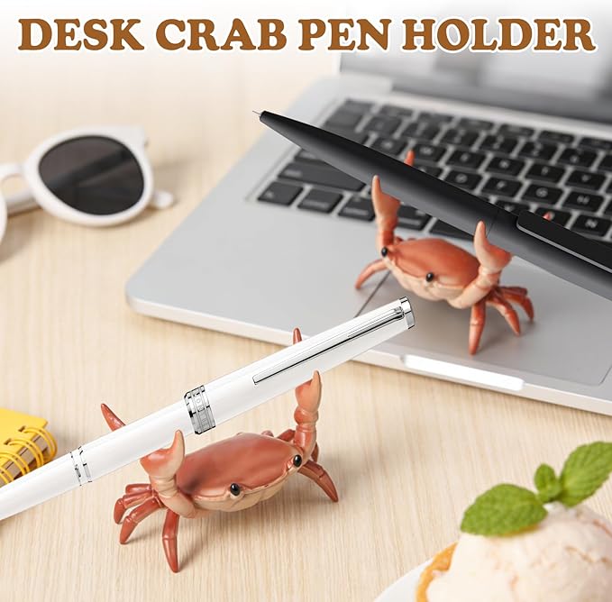 2 Pack Desk Crab Pen Holder, Creative Weightlifting Crab Pencil Stand Holder, Desk Organizers and Accessories, Cute Office Decor for Small Items at Home, School, Studio (Blue)