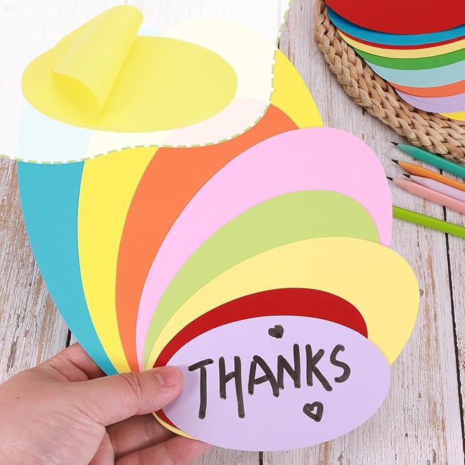MECCANIXITY 30pcs Oval Card Stock 5 Inch 50lb/180gsm Thick Cutouts Coaster Paper for Craft Bulletin Board Decor, Light Yellow