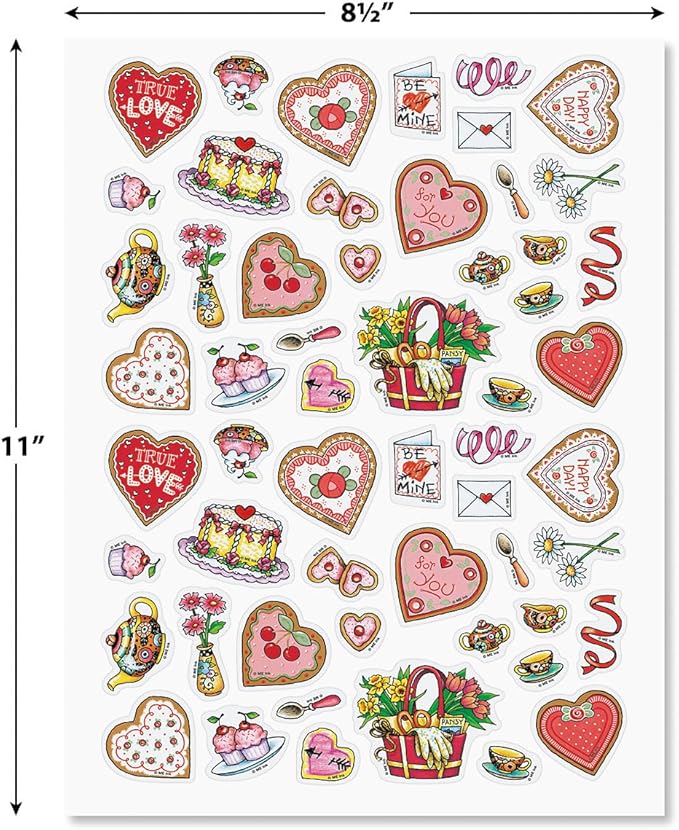Current Mary Engelbreit Valentine Sticker Variety Pack - 2 Sheets, 112 Assorted Stickers for Kids, Teachers, School, Scrapbooking, Journals, Monthly Planners, Calendars, Crafts & Greeting Cards