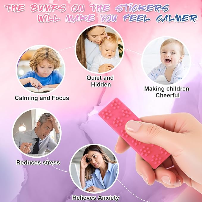 Ireer 6 Pcs Textured Sensory Stickers Silicone Desk Fidget Decals Thick Mental Health Stickers Strips Different Textured Calm Decals Stress Anxiety Relief Items for Adult Autism ADHD Desk Office Gift