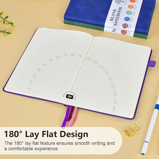 Blank Journal Ntebook for Men & Women, 160 Pages Blank Journals for Writing, Drawing,Sketch Book,5.9" x 8.5" Leather Sketchbook, Unlined Notebook for Work, School, Art (Purple)