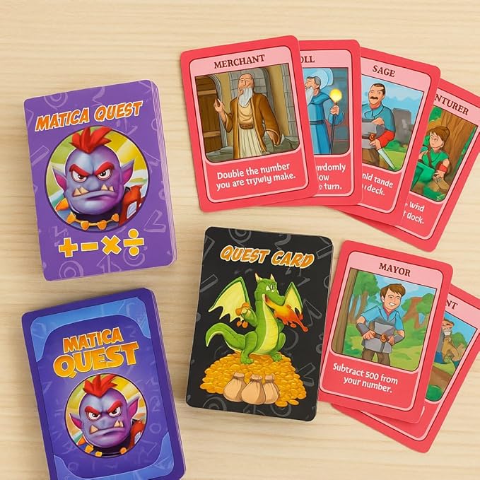 Matica Quest: The Fantasy Math Card Game for Kids Ages 7+, Educational Strategy Game on Place Value & Probability, Fun Family or Classroom Play, 2–6 Players