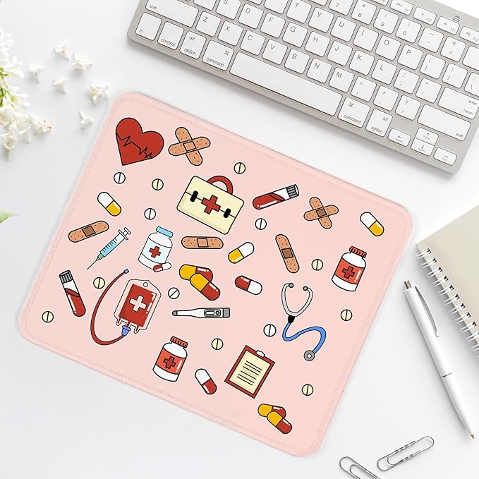 Nurse Square Mouse Pad,Non-Slip Rubber Base Mouse Pad,Home Office Decoration Desktop Accessory,Laptop Mouse Pad for Office Laptops,9.4x7.8x0.12inch.