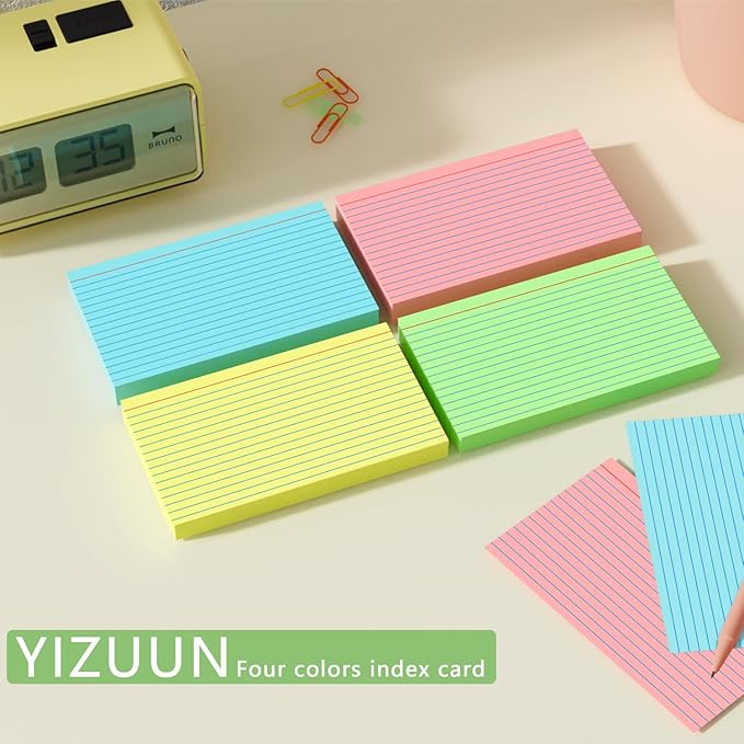 Colored Index Cards 5x8, 120 Count, 6 Color Large Index Cards Ruled, Flash Cards for Studying, large note cards 5x8 for Studying, Recipes, Memo Cards, Office Supply, DIY, Presentation