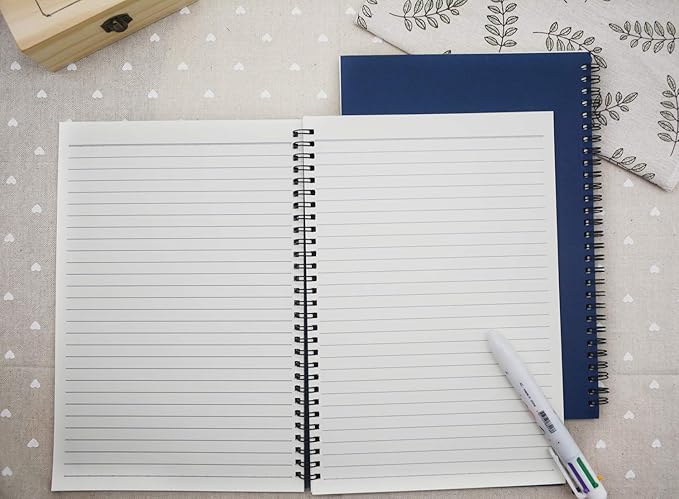 YYaaloa 4-Pack A5 Lined Sketch Book Soft Cover Spiral Notebooks Journals 120 Pages 5.7" x 8.3" Cream colored paper (A5 Lined black 4pcs)