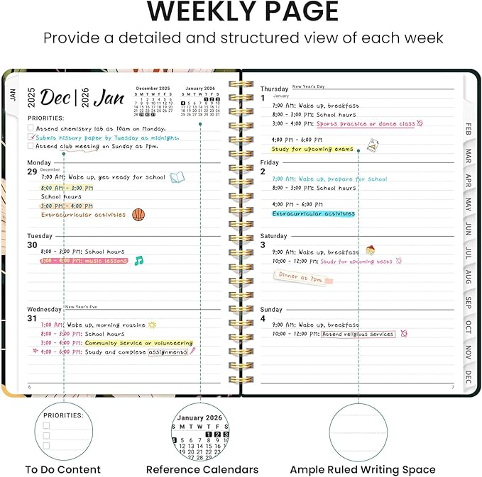 2026 Planner, Aesthetic Weekly and Monthly Planner for Women, Jan 2026 to Dec 2026, Hardcover 2026 Calendar Book with Monthly Tabs, Inner Pocket, Perfect for Office Home School - A4 (8.5" x 11"), Soft Lily