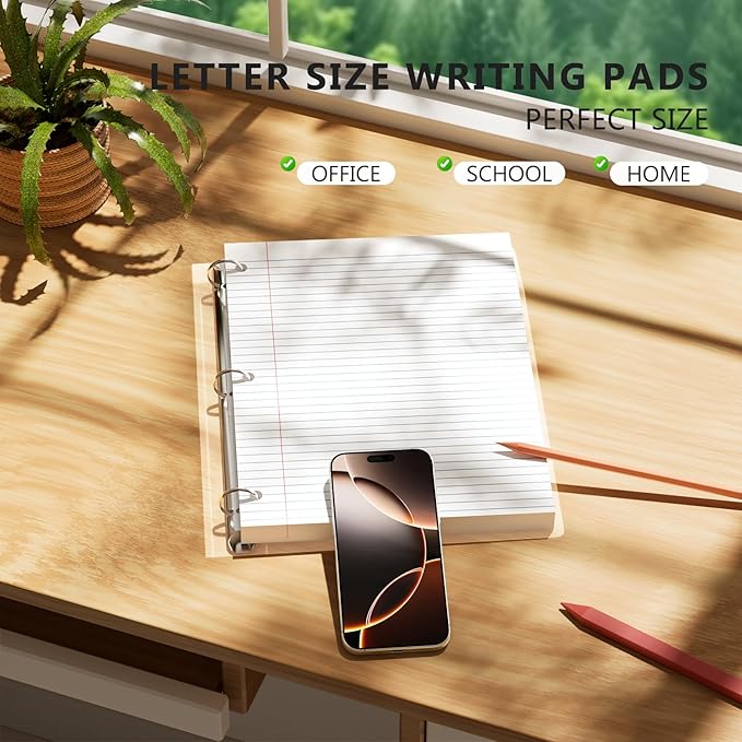 White Loose Leaf Paper 130 Sheets Filler Paper 8 * 10.5 College Ruled 3-Hole Punched for 3-Ring Binders Notebook Lined 8" x 10.5"