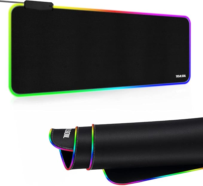 RGB Large Gaming Mouse Pad with 4Port USB Hub and 13Lighting Modes, Computer Keyboard Mouse Pad, Oversize Anti-Slip Rubber Base Mouse Mat for Computer PC Games (31.5 x 11.81 in Black,0.15in Thick)