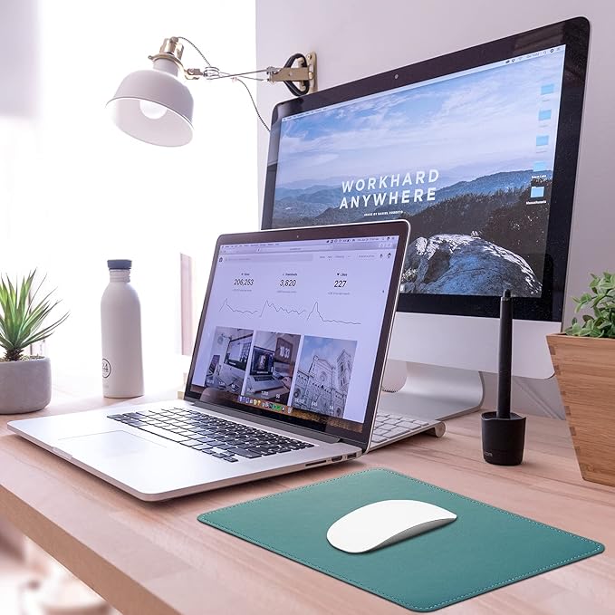 PU Leather Mouse Pad with Stitched Edge, Micro-Fiber Base, Non-Slip Waterproof, 8x11Inch (Ultramarine)