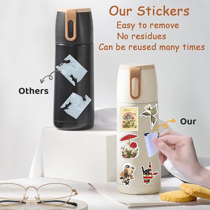 300 PCS Vintage Stickers, Aesthetic Waterproof Vinyl Stickers for Scrapbook Journaling Planners and Journals, Cottagecore Retro Sticker Pack for Water Bottles Laptop, Scrapbooking Supplies for Adults