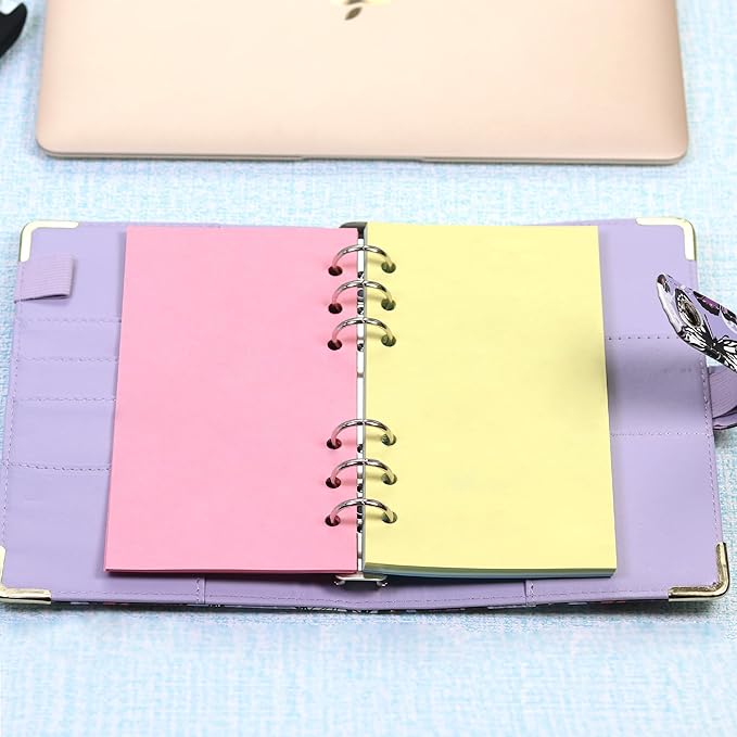 A6 Planner Inserts,Colorful Line Journal Fillers for 6-Ring Binder,5-Color Loose Leaf Planner Filler Paper (50, A6-BLANK)