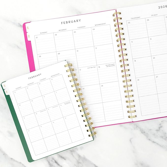 PAPERAGE 2026 Weekly & Monthly Planner, 12 Months (January 2026 - December 2026), 9.2 in x 11.2 in, Spiral Bound 2026 Planner with Weekly, Monthly & Yearly Views, Note Pages & Inner Pocket – Black