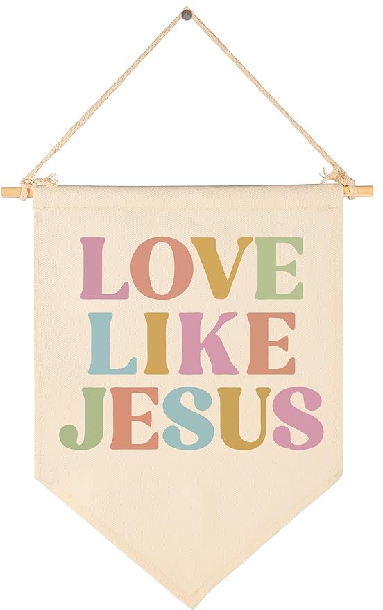 Christian Bible Verse Scripture Canvas Banner Flag Sign Pennant Poster Wall Decor Gift for Bedroom,Living Room,Dorm,Balconies,Nursery Reading Room Door-Love like Jesus-Christmas Gift
