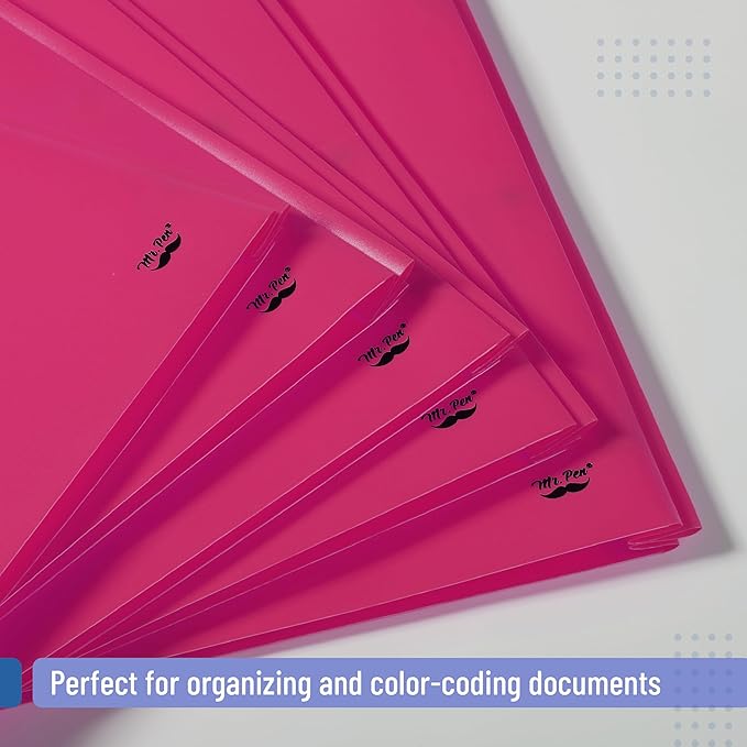 Mr. Pen- Plastic Folders with Pockets and Prongs, 24 Pack, Letter Size, Pink, Flexible Plastic Folders with Prongs